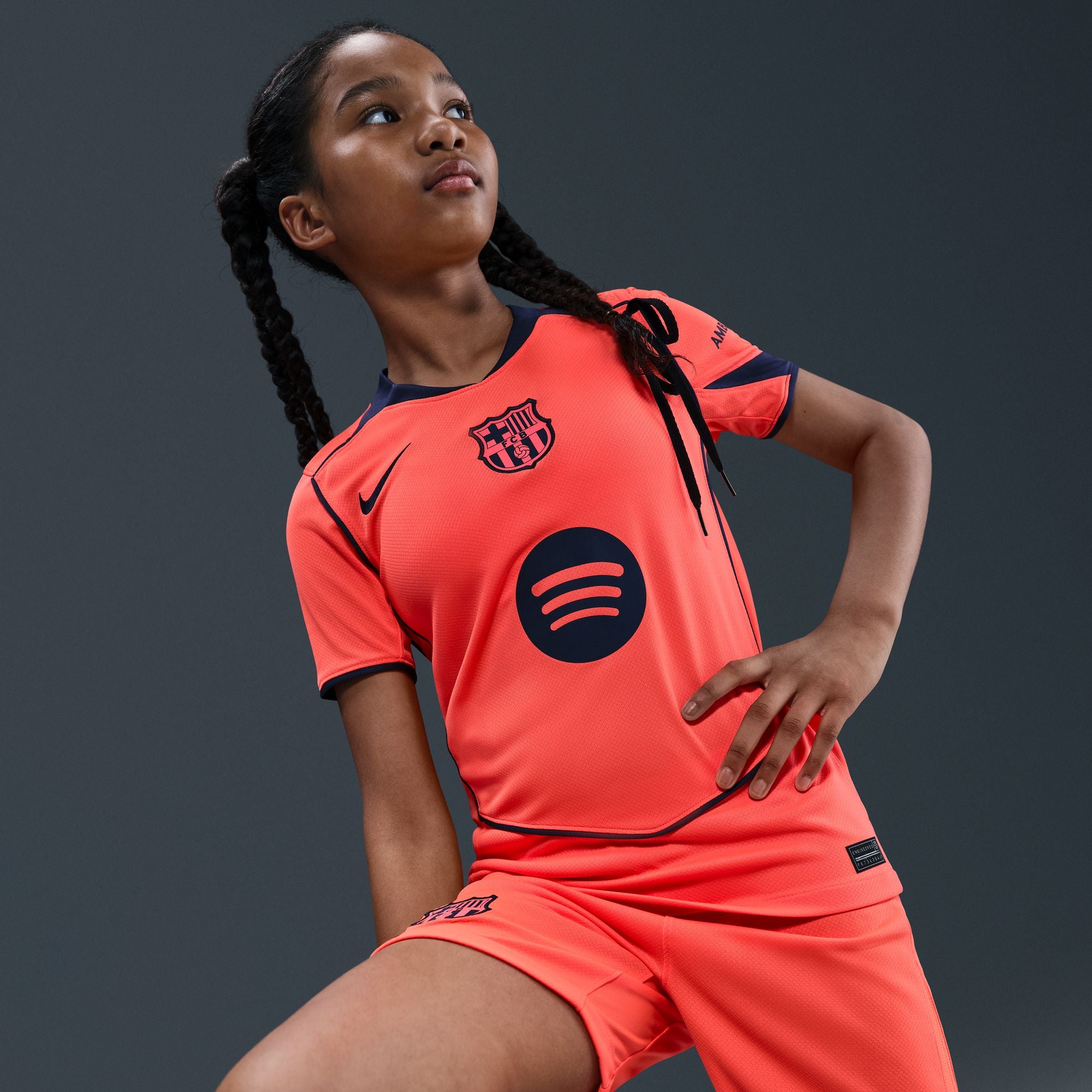 FC Barcelona 25/26 Stadium Third Dri-FIT Total 90 Socce Jersey for Kids With Official Lamine Yamal Print