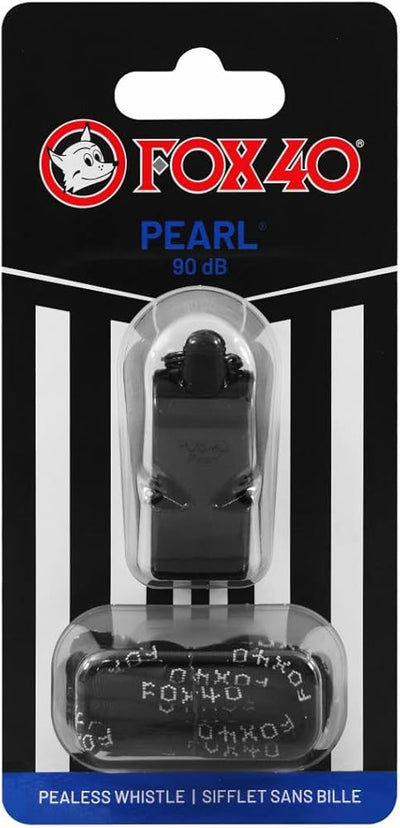 Fox 40 Pearl Pealess Whistle with Lanyard - Black